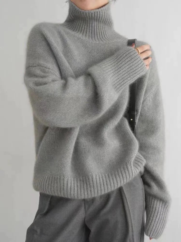 Damenpullover mit Rollkragen und langen Ärmeln