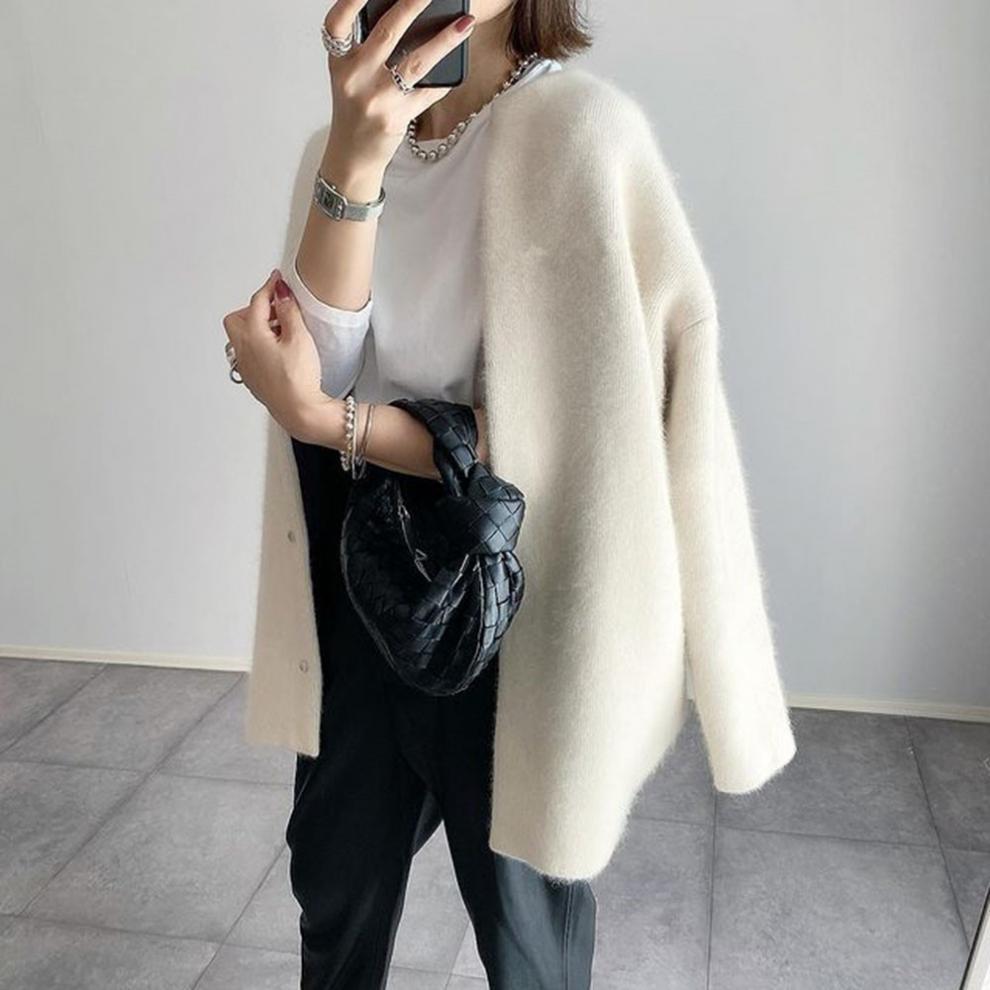 Damen Strickjacke - Elegante Hüftlänge mit Struktur