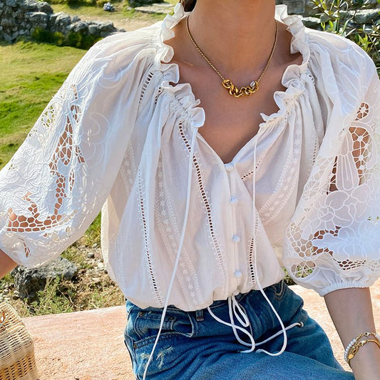 Damenbluse Boho Weinlese