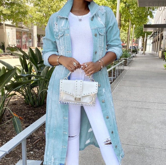 Lange Jeansjacke für Damen